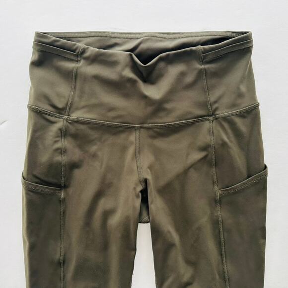 Lululemon Fast & Free Crop 19" Dark Olive Size 4 Nulux High Rise Run Gym Cardio - Picture 3 of 7